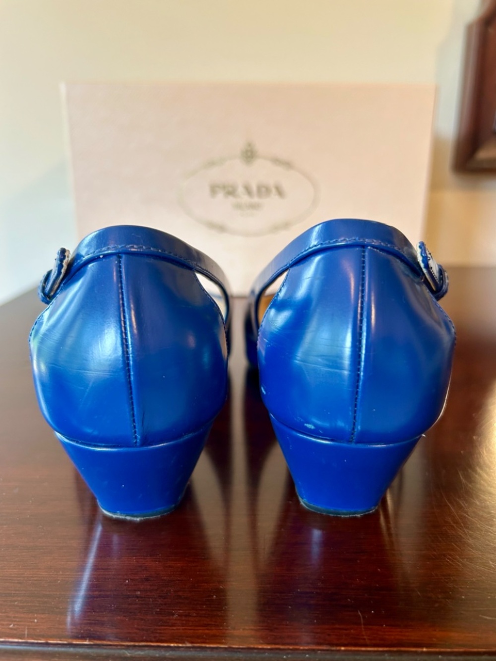 Prada Calzature Donna Spazzolato Cobalt Pump - Picture 5 of 11